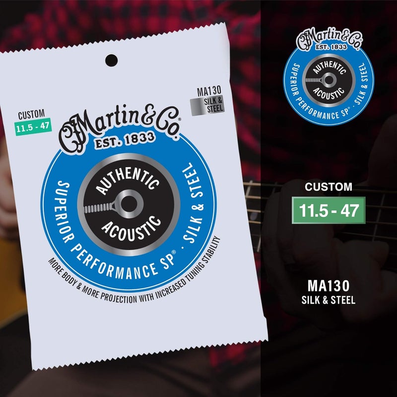Martin MA130 Authentic Acoustic - SP - Silk & Steel Custom Guitar Strings (11½-47) - Image 4