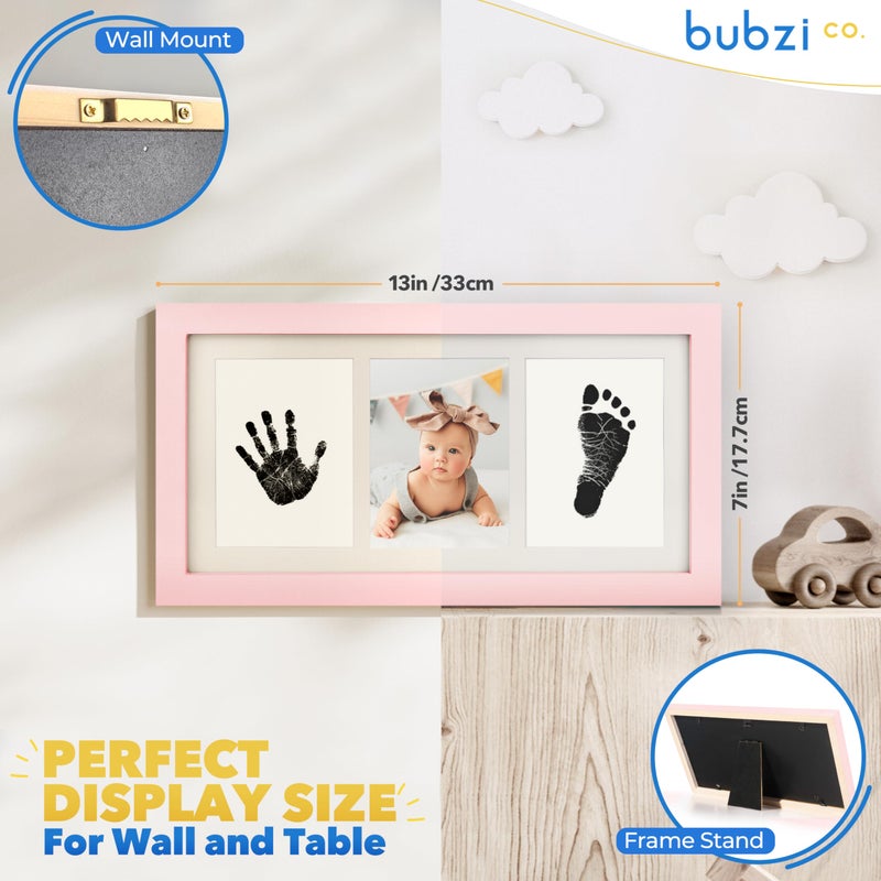 Bubzi Co Baby Handprint Kit & Footprint Photo Frame for Newborn Girls and Boys, Unique Baby Shower Gifts Set for Registry, Memorable Keepsake Decorations for Room Wall or Nursery Decor (Ballet Pink) - Image 4