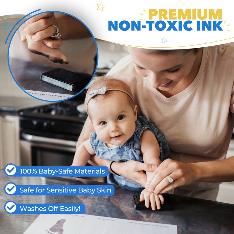 Bubzi Co Baby Handprint Kit & Footprint Photo Frame for Newborn Girls and Boys, Unique Baby Shower Gifts Set for Registry, Memorable Keepsake Decorations for Room Wall or Nursery Decor (Ballet Pink) - Image 3