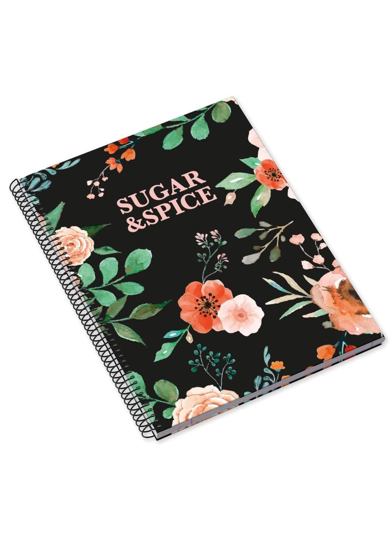 Ambar 1-Piece A4 Size Hard Cover Spiral Notebook Suger And Spice Design Assorted Colours - Image 1
