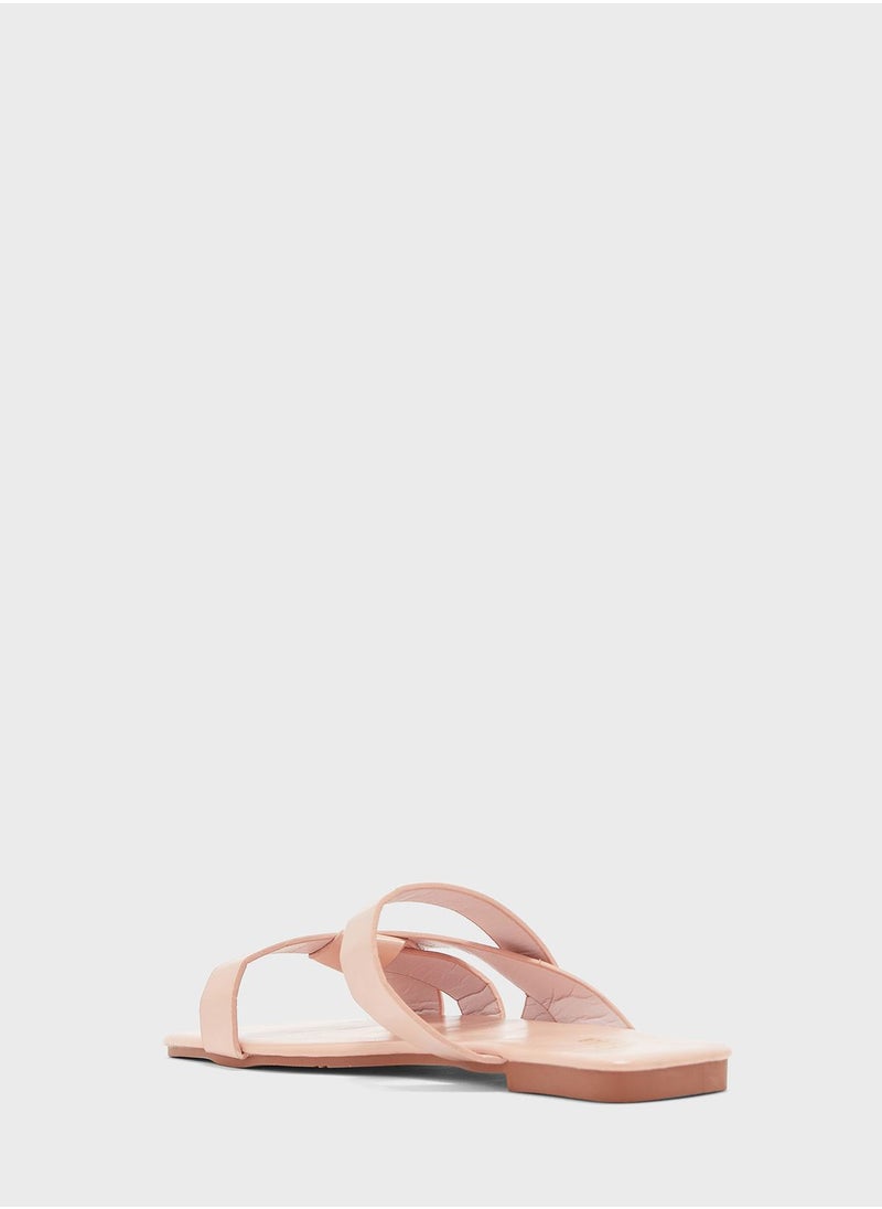 ELLA - Criss Cross Detail Flat Sandalpink - Image 1