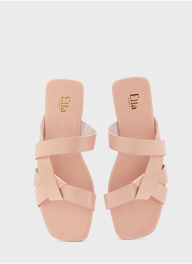 ELLA - Criss Cross Detail Flat Sandalpink - Image 1