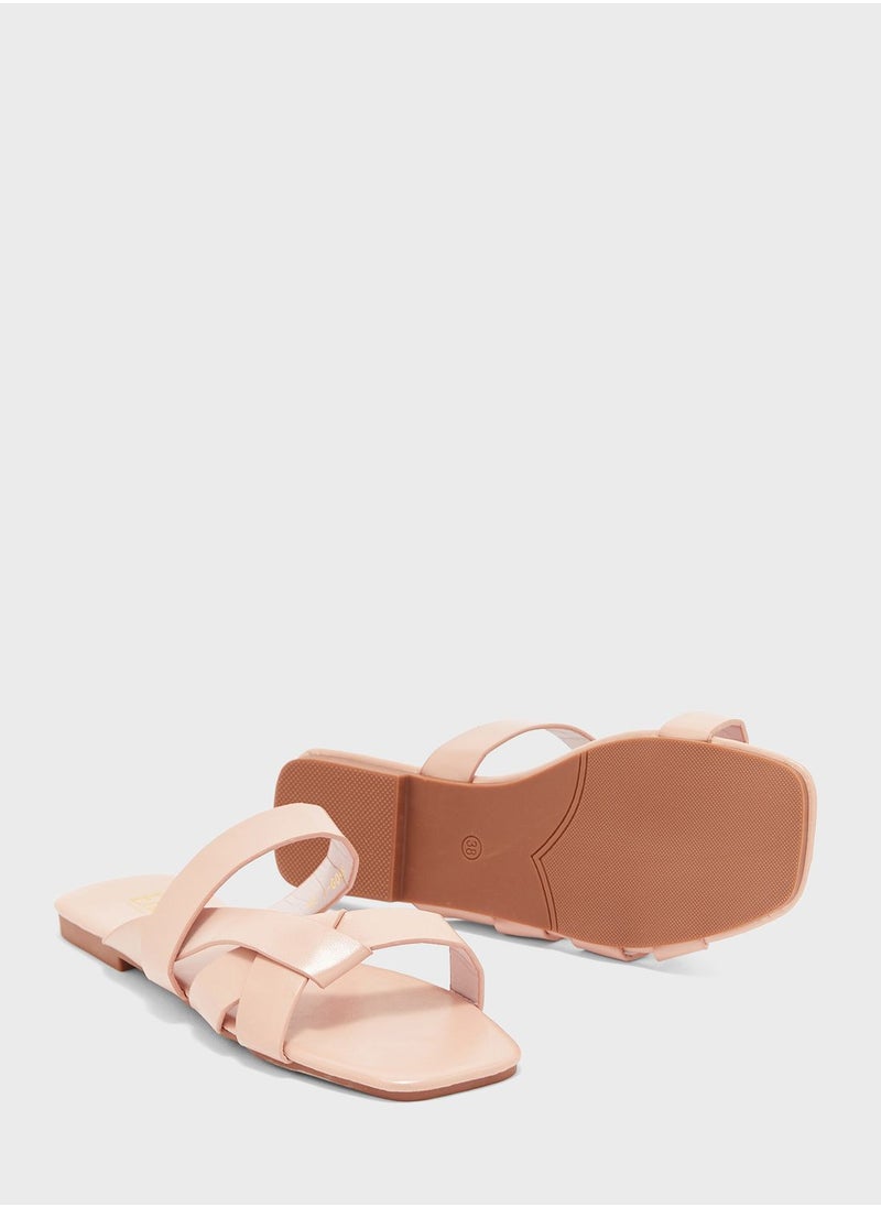 ELLA - Criss Cross Detail Flat Sandalpink - Image 1