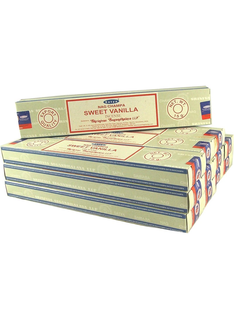 Satya Sweet Vanilla Incense Sticks Value Set  12 Packs of 15 g Approx. 180 Sticks  – Premium Aromatic Agarbatti with Long Lasting Vanilla Fragrance for Meditation, Relaxation, Aromatherapy, Yoga & Home Fragrance – Made in India - Image 1