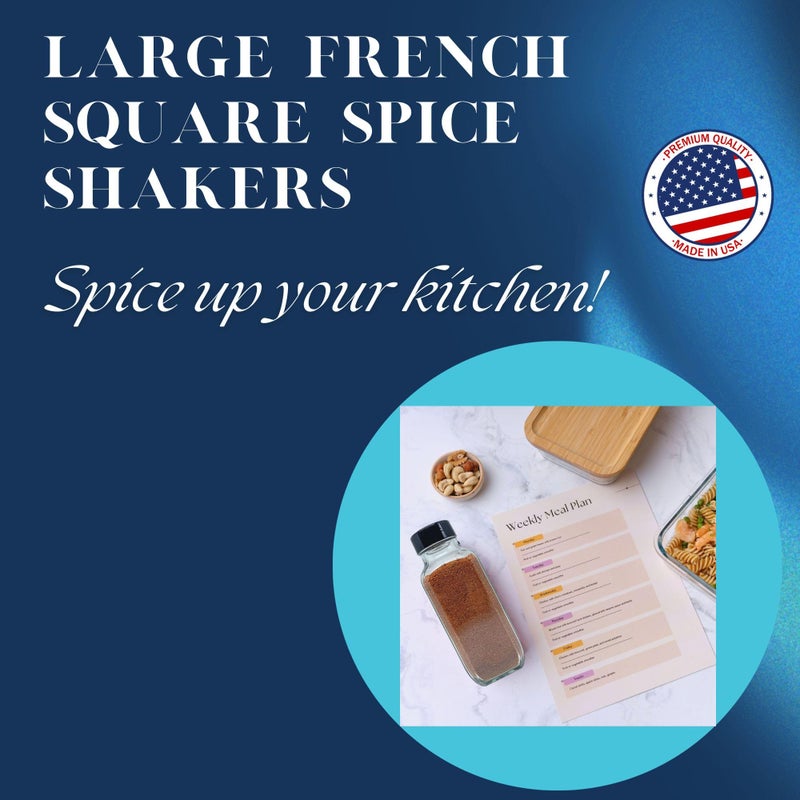 JARMING COLLECTIONS Glass Spice Jars with Shaker Lids - Spice Jars 16 oz for Food Storage, Spice Containers for Kitchen Organization and Storage, Bottles for Spices (Black - 16 Ounce 3 pack) - Image 2