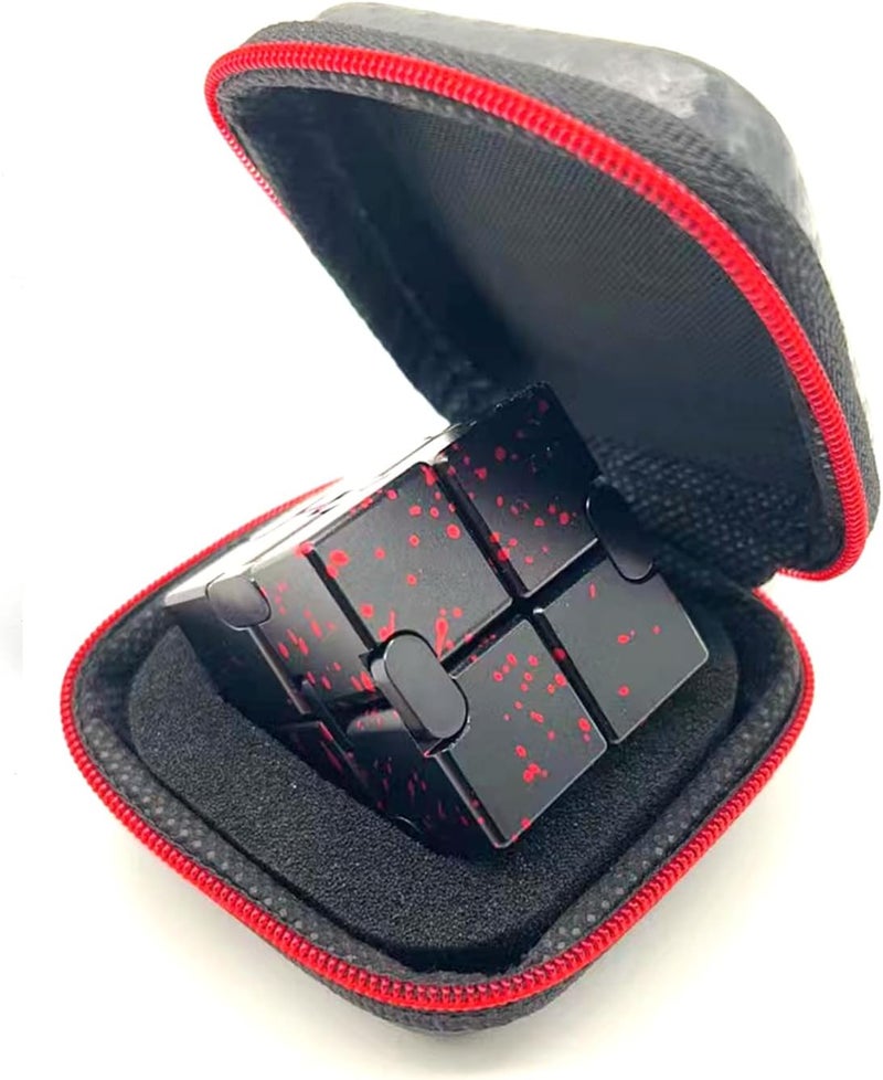 FUFUYOU Metal Fidget Toys Infinity Cube for Men Anxiety Stress Relief Aluminum Alloy Material (Black & RED) - Image 2