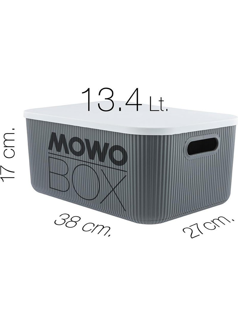 Mowo Home - Trove 6 Pieces 13.4 Lt (Grey) Organizer Box with Lid, Decorative Storage Box - Image 1