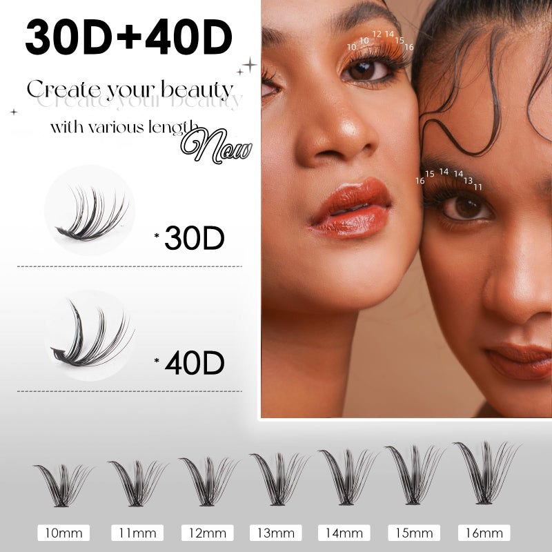 Magnetic SL طقم تمديدات الرموش DIY مع مجموعات رموش 320 قطعة فردية 30D 40D D Curl مع أداة التطبيق وملصق الرموش ومزيل الغراء، مزيج 10-16 مم 30D+40D-320 KIT - Image 3