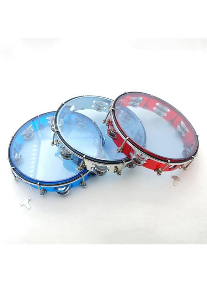 PROMASS Double-Row Percussion Tambourine with Hand Drum Head - Multicolor