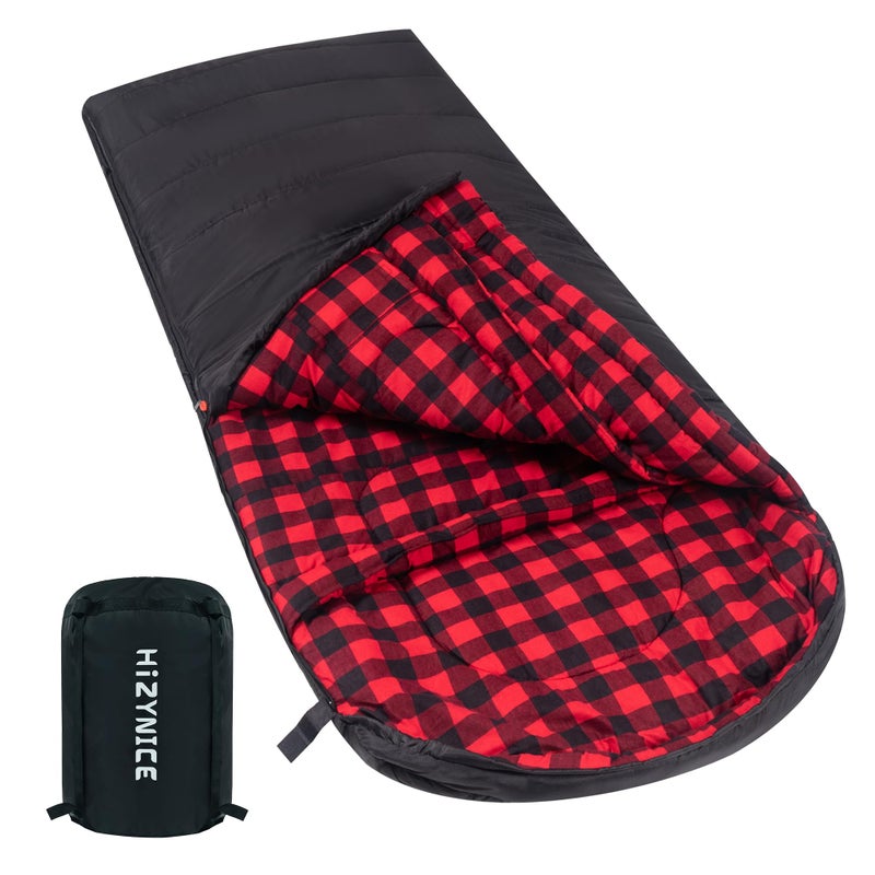 HiZYNICE Sleeping Bags for Adults Cold Weather Zero Degree Extra Large Sleeping Bag Adult Big and Tall Winter Camping XXL,Black Right Zip,90" x 39" - Image 1