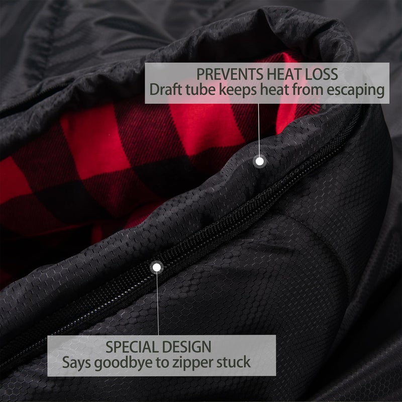HiZYNICE Sleeping Bags for Adults Cold Weather Zero Degree Extra Large Sleeping Bag Adult Big and Tall Winter Camping XXL,Black Right Zip,90" x 39" - Image 4
