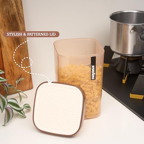 Nayasa Fusion 1000 ml BPA Free Food Grade Airtight Kitchen Storage Stackable Containers - Set of 6 | Brown - Image 3