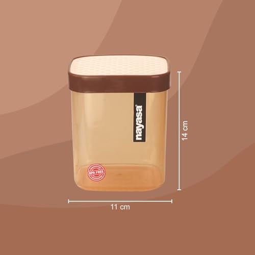 Nayasa Fusion 1000 ml BPA Free Food Grade Airtight Kitchen Storage Stackable Containers - Set of 6 | Brown - Image 4
