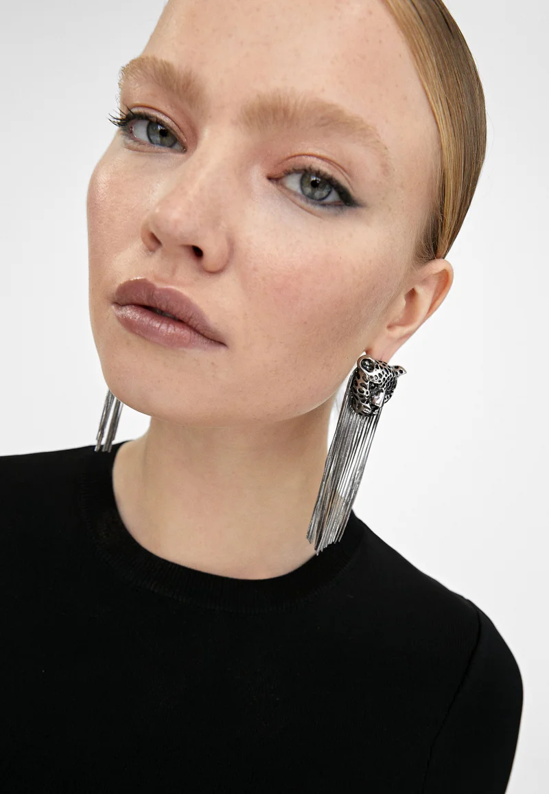 Lola Casademunt Leopard earrings with fringing 0M3 U