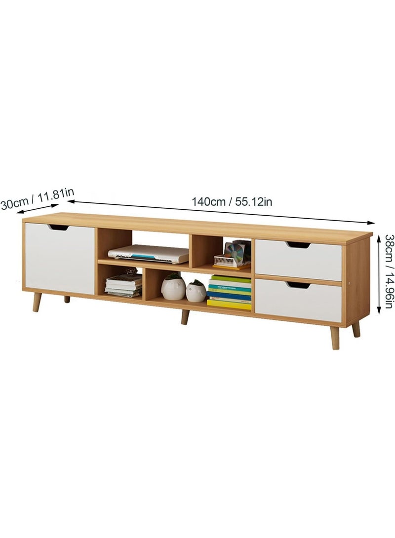 TV Stand for 55 inch TV, Entertainment Center with 3 Drawers and Open Shelves, Small TV Stand Modern Media Console Table TV Console Wooden Television Furniture for Living Room, Office White - Image 3