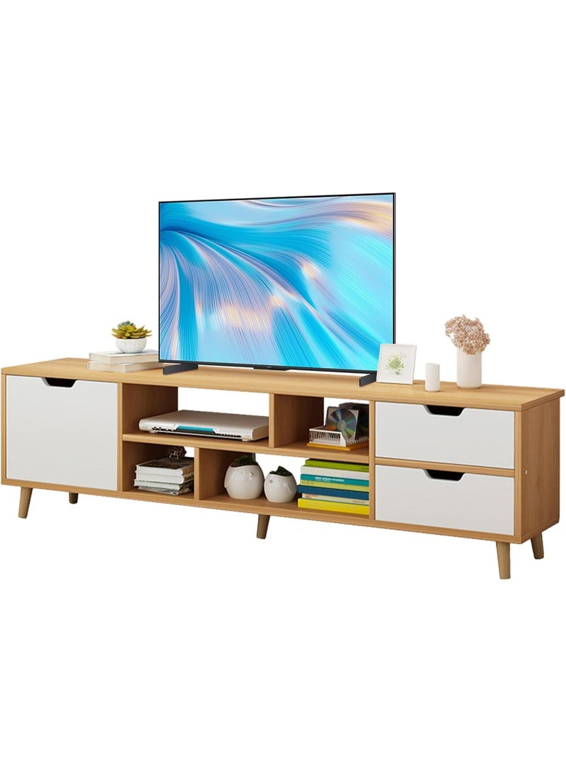 TV Stand for 55 inch TV, Entertainment Center with 3 Drawers and Open Shelves, Small TV Stand Modern Media Console Table TV Console Wooden Television Furniture for Living Room, Office White - Image 1