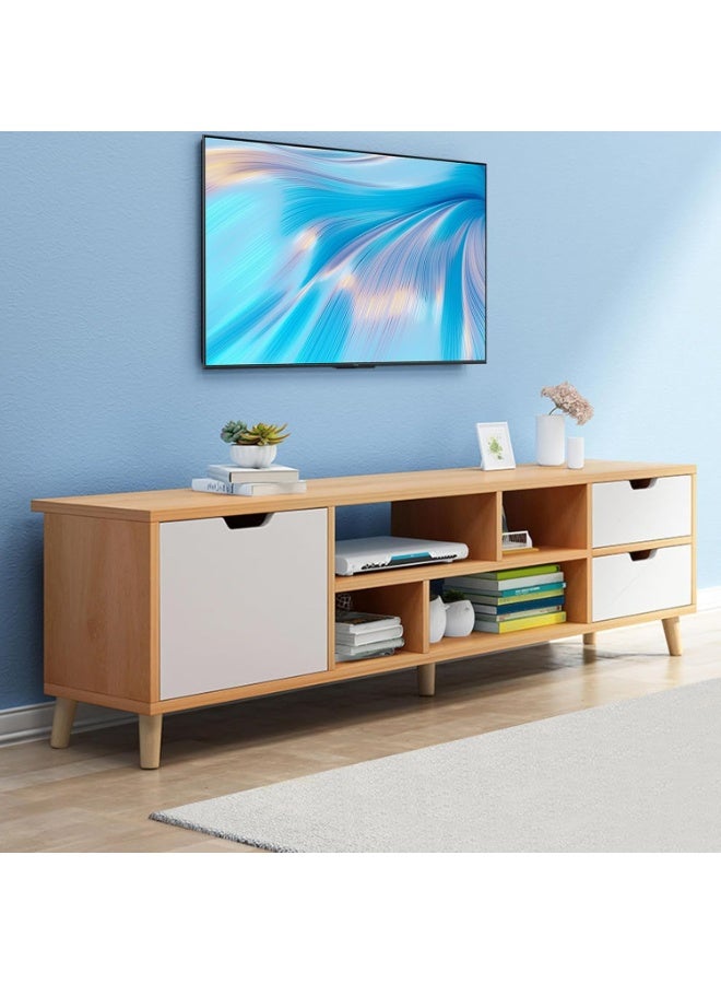 TV Stand for 55 inch TV, Entertainment Center with 3 Drawers and Open Shelves, Small TV Stand Modern Media Console Table TV Console Wooden Television Furniture for Living Room, Office White - Image 2