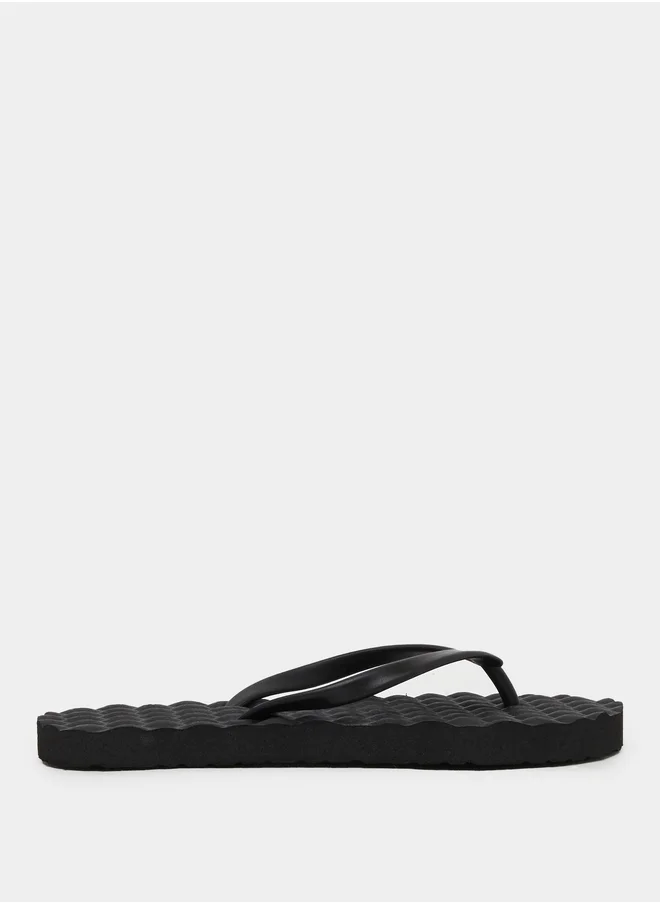 Styli Textured Thong Toe Flip Flops