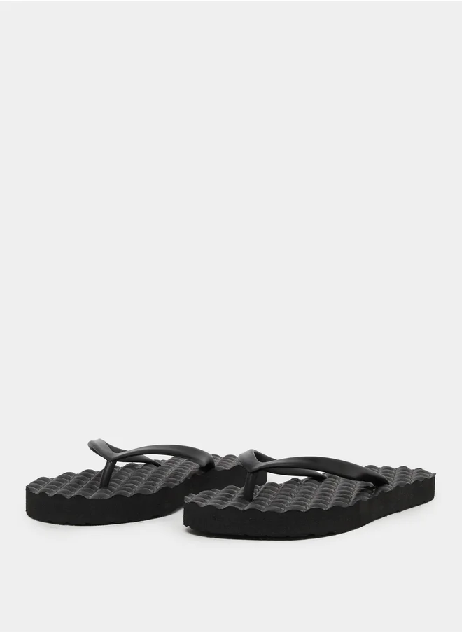 Styli Textured Thong Toe Flip Flops