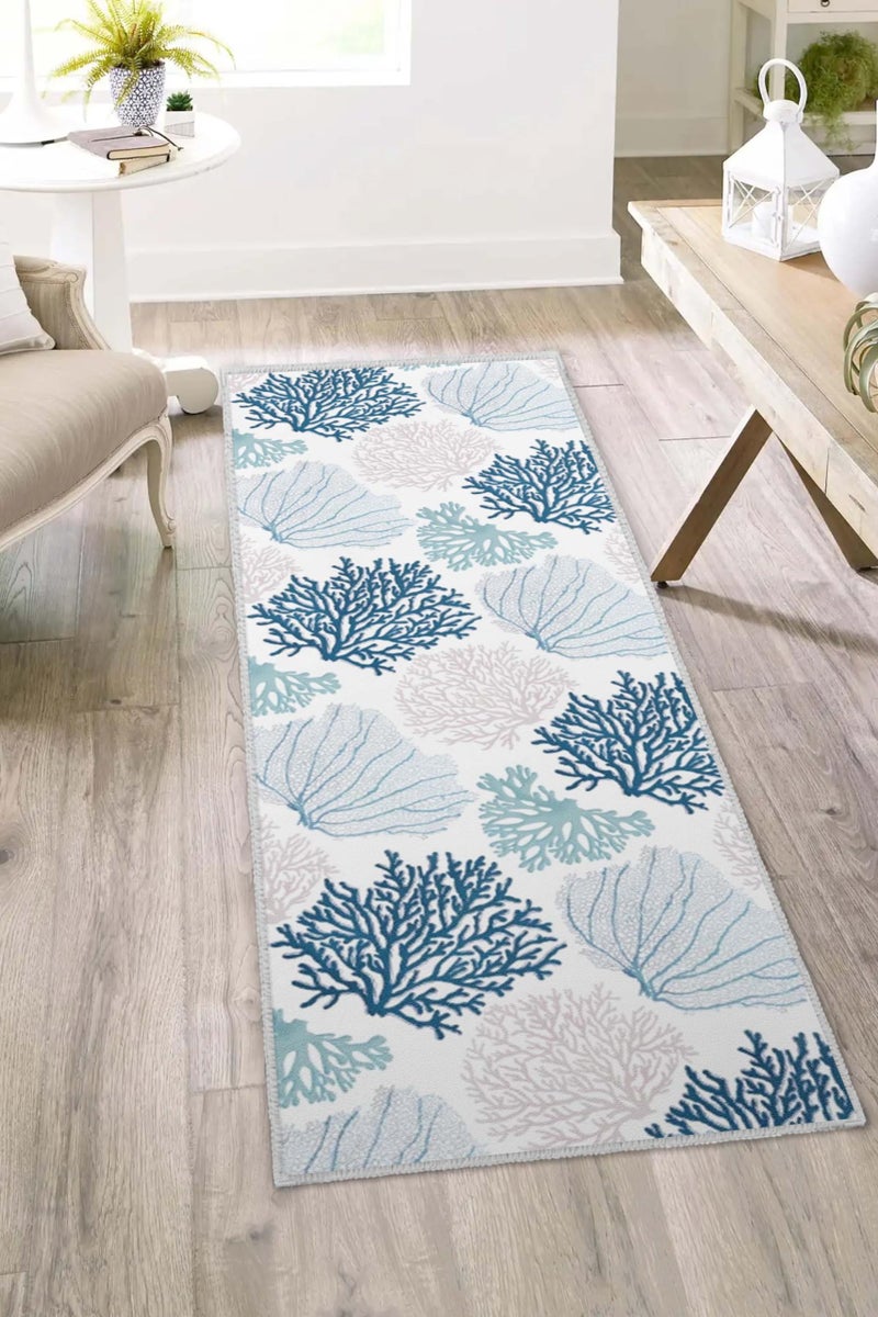 keensoft Coastal Runner Rug Beach Hallway Rugs Non-Slip Nautical Coral Machine Washable Rugs Modern Floor Carpet for Kitchen Bathroom Laundry Bedroom Living Room, 2x6 - Image 3