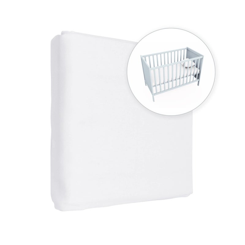 HQSLsund شريحة ملاءة قطنية 100% لجهاز سرير الأطفال 140 × 70 سم (أبيض) - Image 1