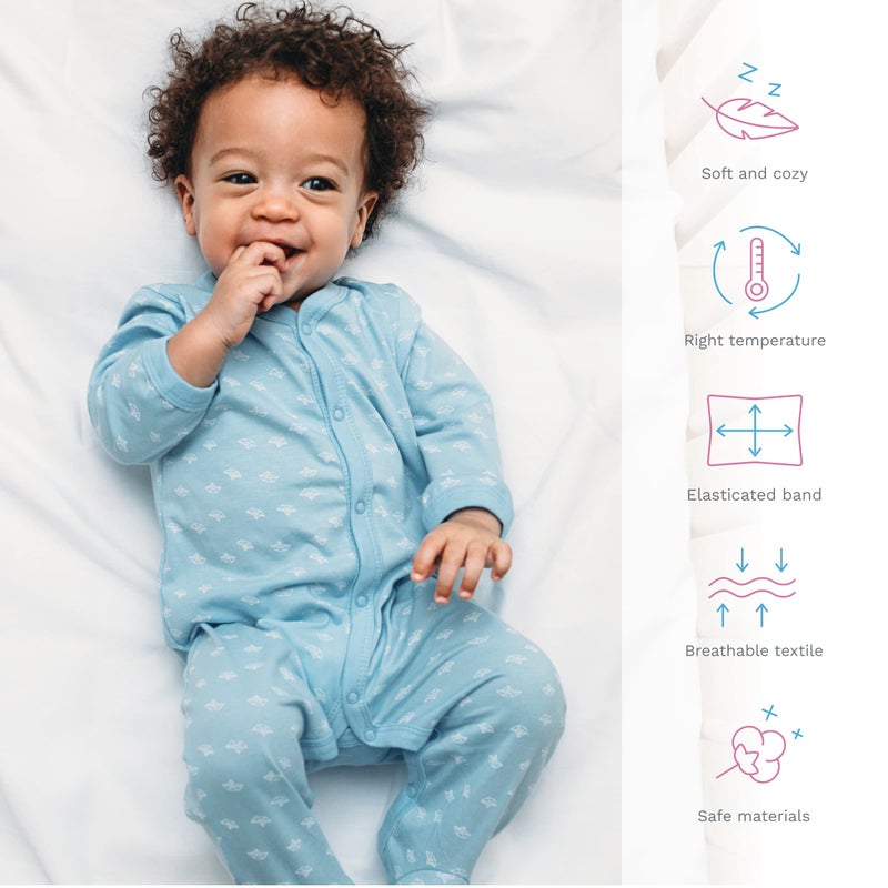 HQSLsund شريحة ملاءة قطنية 100% لجهاز سرير الأطفال 140 × 70 سم (أبيض) - Image 2