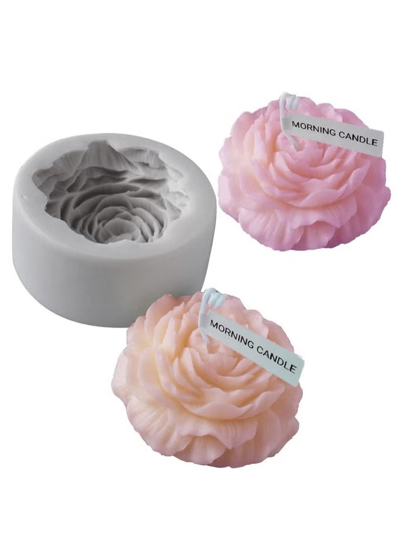 إيليلي قوالب سيليكون ثلاثية الأبعاد على شكل زهرة الفاوانيا لصنع الشموع، وأعمدة الراتنج، وشموع الجبس العطرية، والشمع، والصابون، وعينات الزهور - Image 1