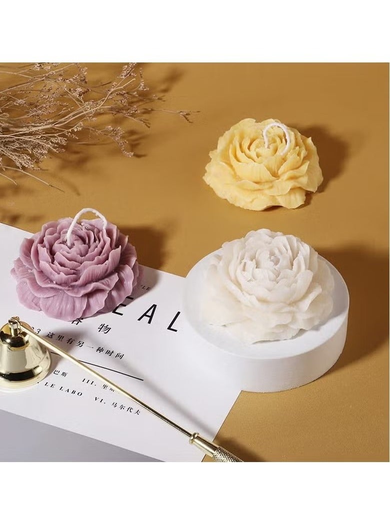 إيليلي قوالب سيليكون ثلاثية الأبعاد على شكل زهرة الفاوانيا لصنع الشموع، وأعمدة الراتنج، وشموع الجبس العطرية، والشمع، والصابون، وعينات الزهور - Image 4