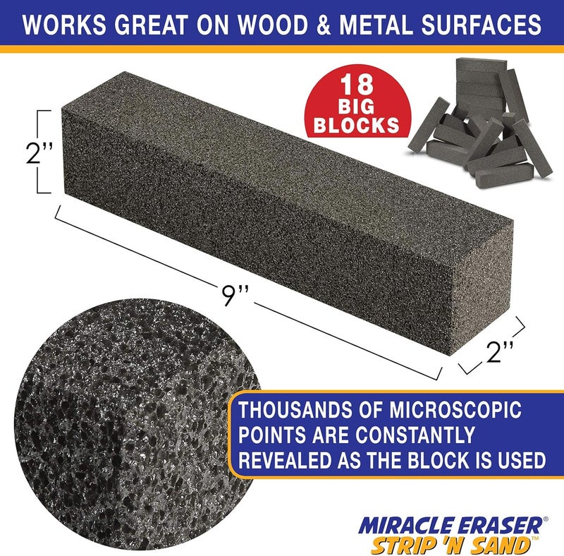 Miracle Eraser Strip 'N Sand Paint Remover | Non-Toxic, Chemical-Free Paint Stripper | Contour Sanding Blocks | Wood & Metal Surfaces | Ideal for Ornate Furniture & Fine Detailed DIY Projects - Image 3