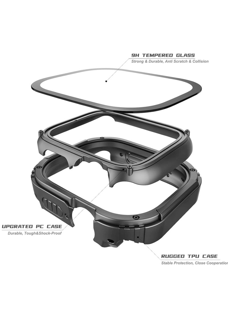 إكس ليفيل جراب لساعة Apple Watch Ultra 3 (2025) / Ultra 2 / Ultra مقاس 49 مم، مع واقي شاشة من فيلم مقسى، واقي شاشة صلب من البولي كربونات، واقي شاشة مقاوم للصدمات، غطاء شاشة عالي الدقة حساس للمس (49 مم، أسود). - Image 4