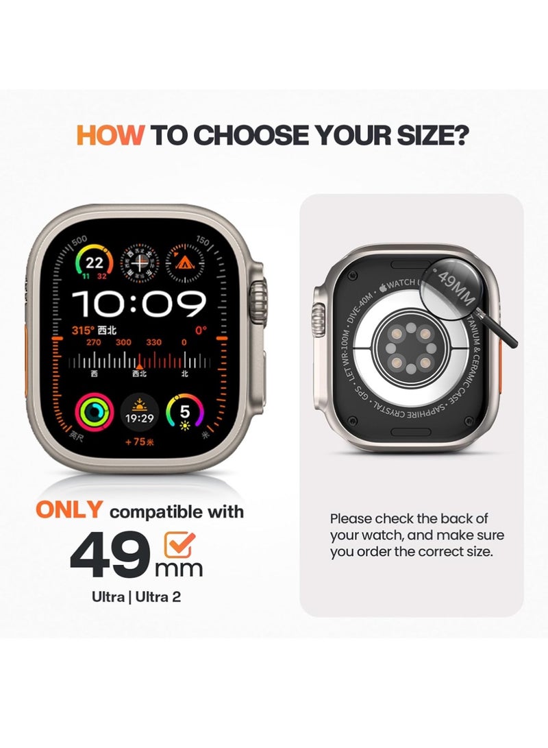 إكس ليفيل جراب لساعة Apple Watch Ultra 3 (2025) / Ultra 2 / Ultra مقاس 49 مم، مع واقي شاشة من فيلم مقسى، واقي شاشة صلب من البولي كربونات، واقي شاشة مقاوم للصدمات، غطاء شاشة عالي الدقة حساس للمس (49 مم، أسود). - Image 3