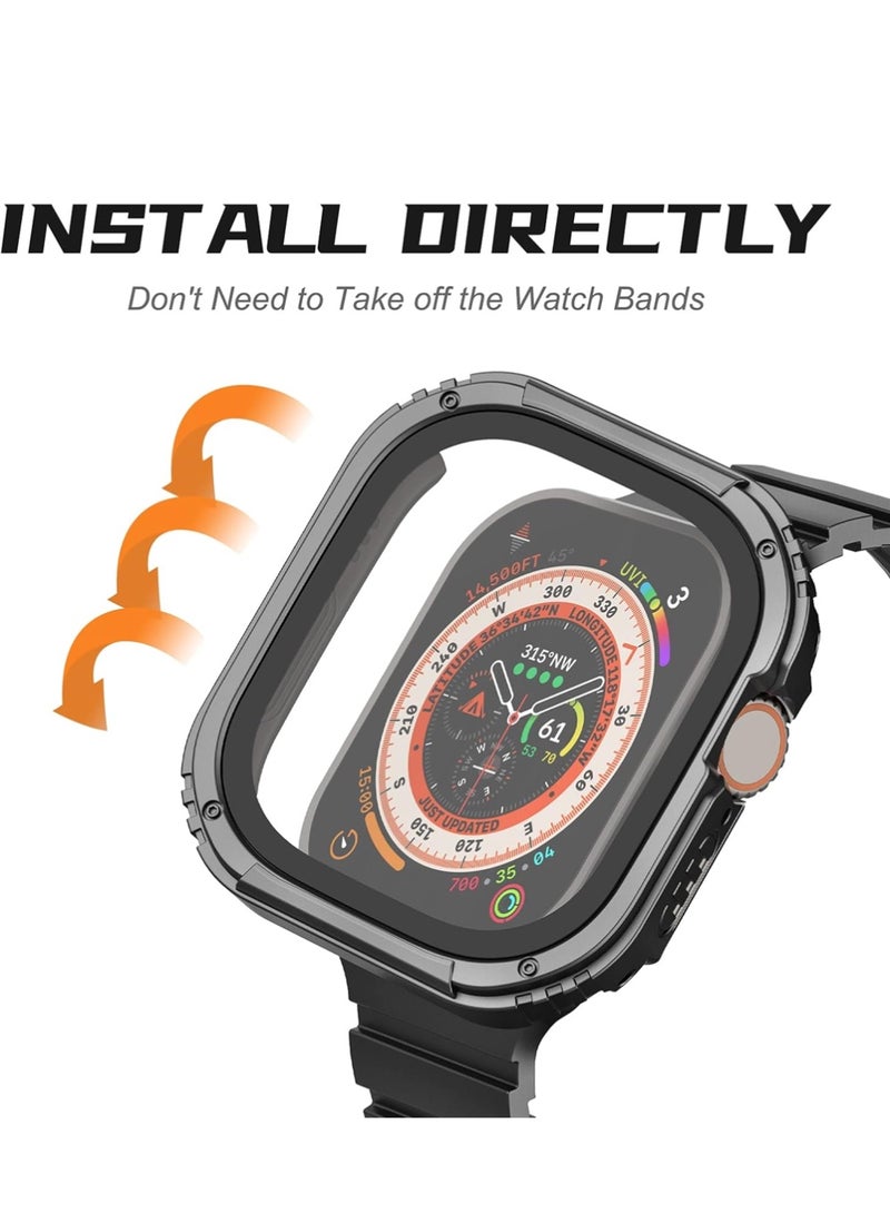 إكس ليفيل جراب لساعة Apple Watch Ultra 3 (2025) / Ultra 2 / Ultra مقاس 49 مم، مع واقي شاشة من فيلم مقسى، واقي شاشة صلب من البولي كربونات، واقي شاشة مقاوم للصدمات، غطاء شاشة عالي الدقة حساس للمس (49 مم، أسود). - Image 5