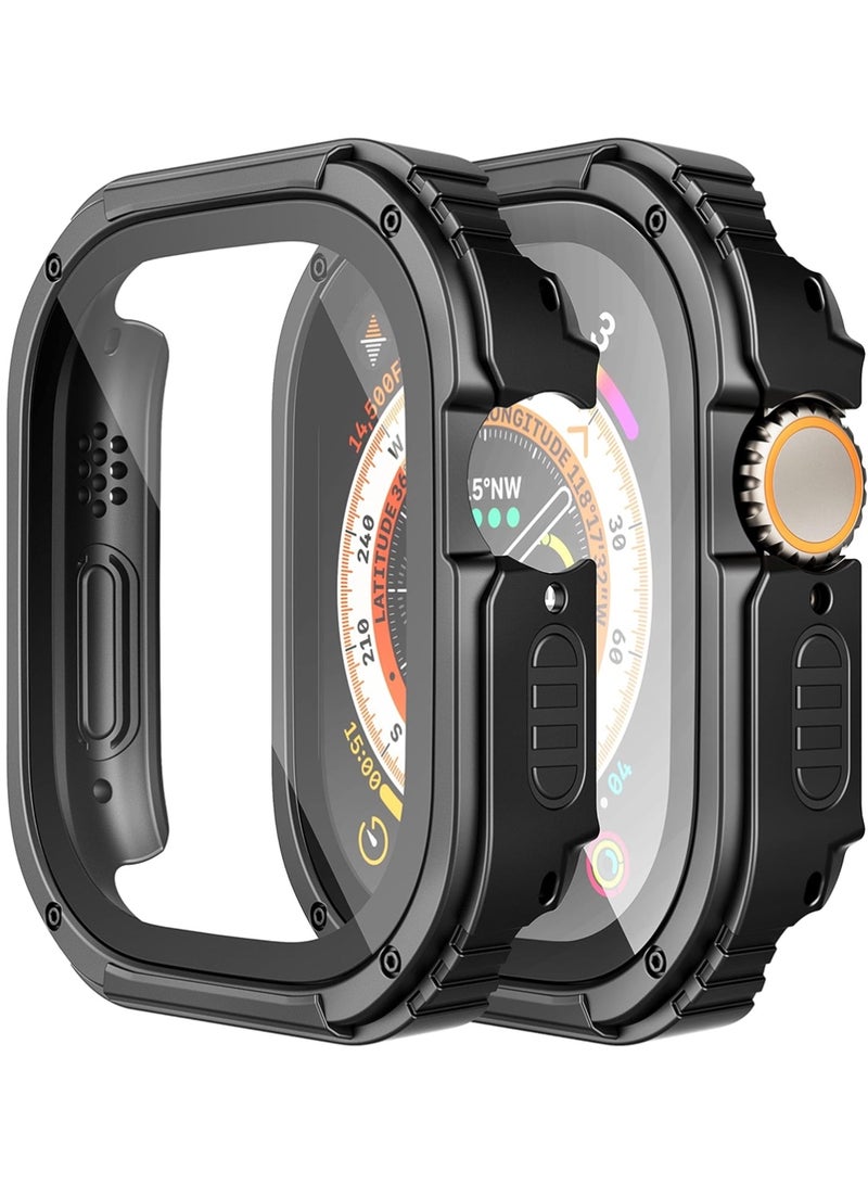 إكس ليفيل جراب لساعة Apple Watch Ultra 3 (2025) / Ultra 2 / Ultra مقاس 49 مم، مع واقي شاشة من فيلم مقسى، واقي شاشة صلب من البولي كربونات، واقي شاشة مقاوم للصدمات، غطاء شاشة عالي الدقة حساس للمس (49 مم، أسود). - Image 1