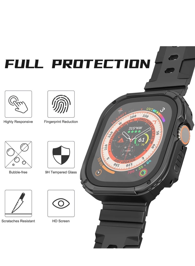 إكس ليفيل جراب لساعة Apple Watch Ultra 3 (2025) / Ultra 2 / Ultra مقاس 49 مم، مع واقي شاشة من فيلم مقسى، واقي شاشة صلب من البولي كربونات، واقي شاشة مقاوم للصدمات، غطاء شاشة عالي الدقة حساس للمس (49 مم، أسود). - Image 2