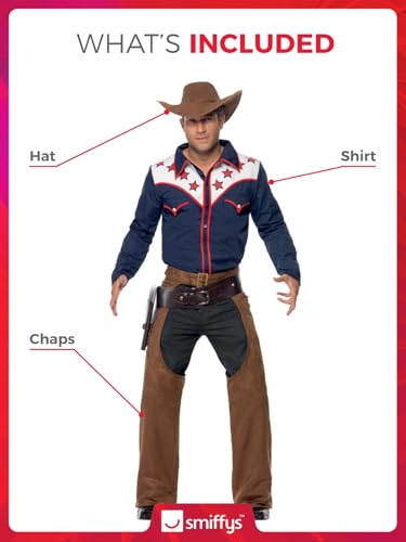 Smiffys Smiffy's Men's Rodeo Cowboy Costume with Shirt Chaps and Hat, Multi, Medium - Image 2