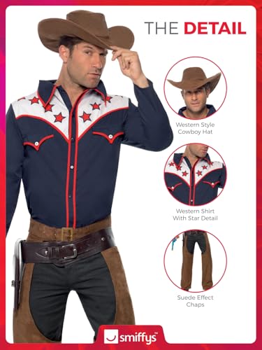 Smiffys Smiffy's Men's Rodeo Cowboy Costume with Shirt Chaps and Hat, Multi, Medium - Image 3