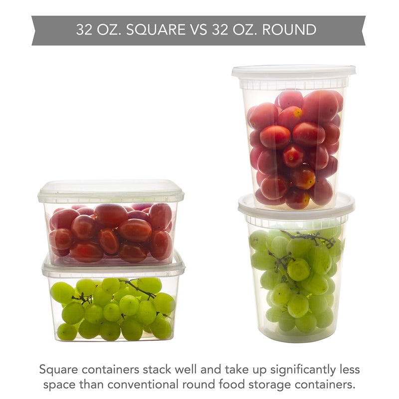 NYHI 32 oz 20 Pack Square Clear Deli Containers with Lids Disposable BPA Free Square Plastic Food Storage Containers with Lids Airtight for Meal Prep Take Out Kitchen - Image 1