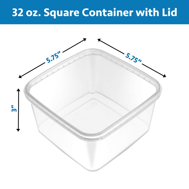 NYHI 32 oz 20 Pack Square Clear Deli Containers with Lids Disposable BPA Free Square Plastic Food Storage Containers with Lids Airtight for Meal Prep Take Out Kitchen - Image 4