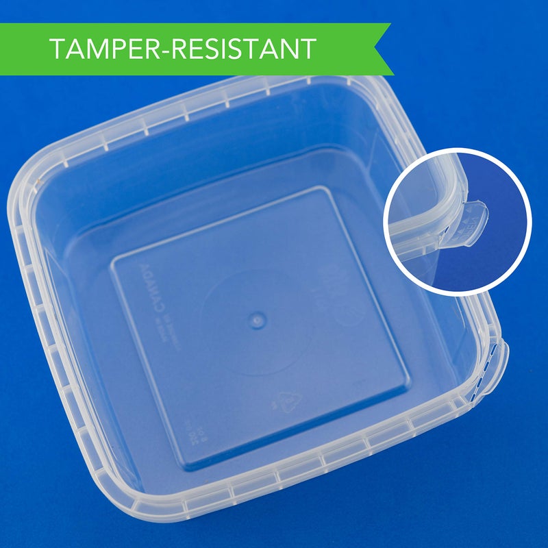 NYHI 32 oz 20 Pack Square Clear Deli Containers with Lids Disposable BPA Free Square Plastic Food Storage Containers with Lids Airtight for Meal Prep Take Out Kitchen - Image 3