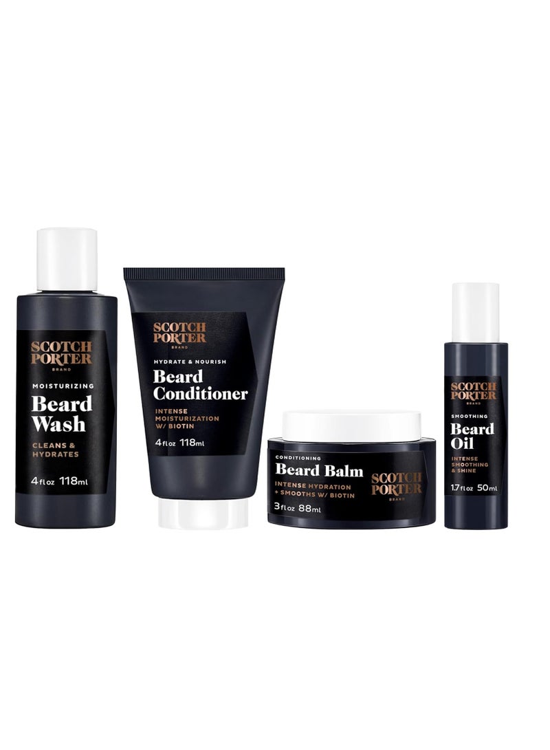 scotch porter Scotch Porter Beard Kit – Cleanse, Moisturize, Soothe & Style Coarse, Dry Beard Hair while Encouraging Growth for a Fuller/Healthier-Looking Beard – Includes Wash, Conditioner, Serum & Balm  - Image 1