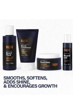 scotch porter Scotch Porter Beard Kit – Cleanse, Moisturize, Soothe & Style Coarse, Dry Beard Hair while Encouraging Growth for a Fuller/Healthier-Looking Beard – Includes Wash, Conditioner, Serum & Balm  - Image 2