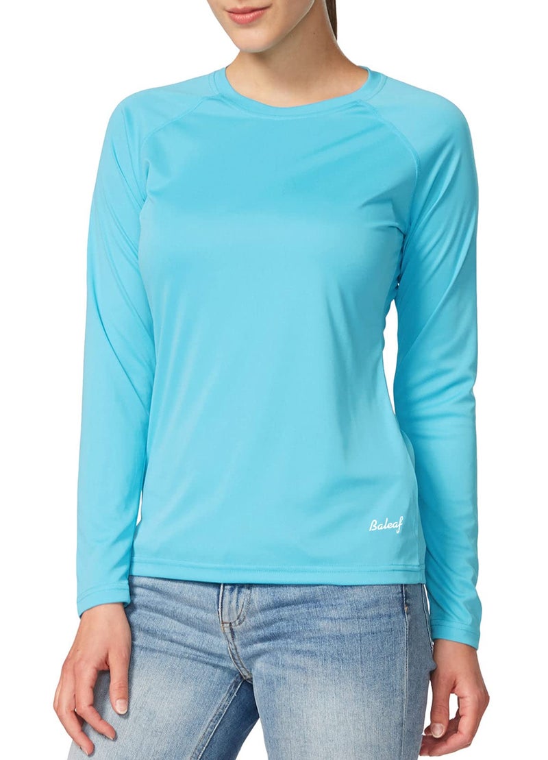 baleaf Women's Long Sleeve Hiking Shirts UPF 50+ Uv Protection SPF Fishing Tops Lightweight Quick Dry Rash Guard Swimwear Outdoor Clothes Blue Size L - Image 1