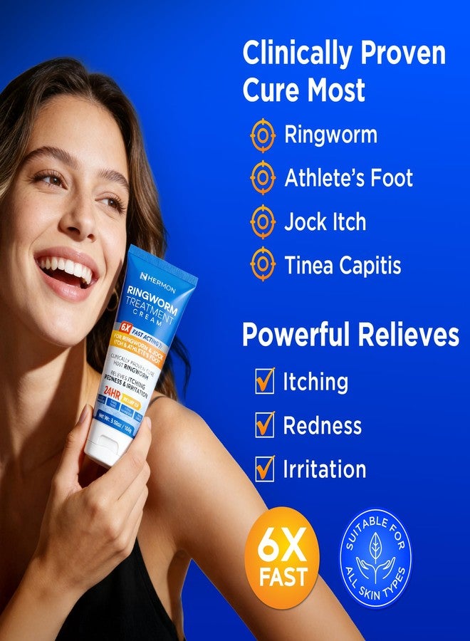 Hermon Antifungal Ringworm Cream for Humans – Helps Relieve Itching, Redness & Discomfort from Ringworm, Jock Itch, Athlete’s Foot & Tinea Versicolor – Gentle for Adults & Kids – 100ml - Image 2