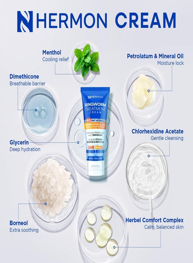 Hermon Antifungal Ringworm Cream for Humans – Helps Relieve Itching, Redness & Discomfort from Ringworm, Jock Itch, Athlete’s Foot & Tinea Versicolor – Gentle for Adults & Kids – 100ml - Image 3