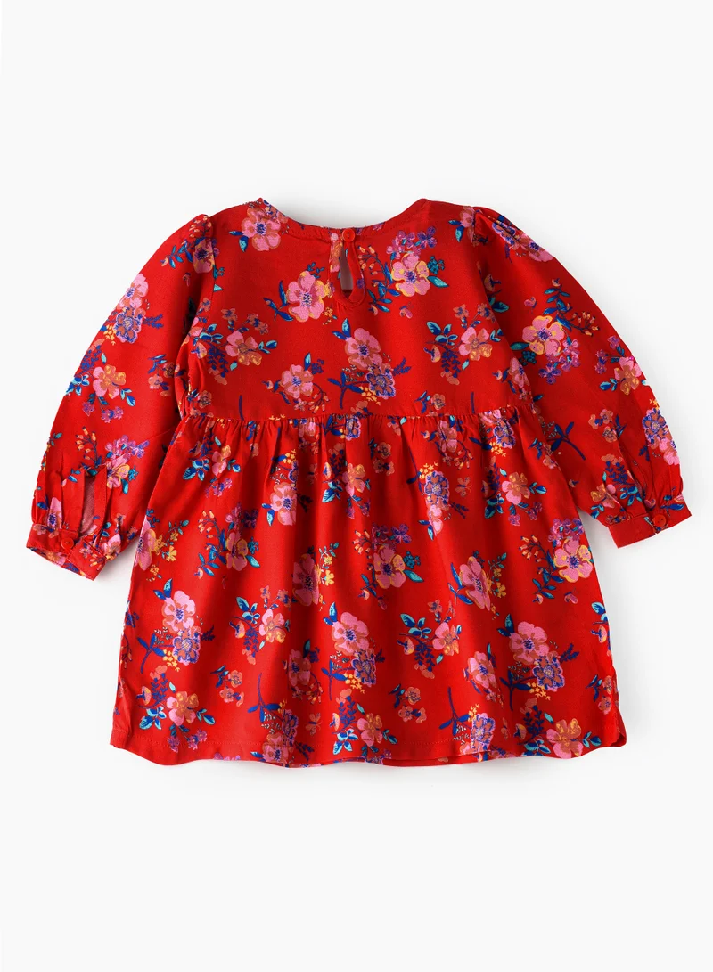 Jelliene Girls All Over Printed Dress 100% Viscose, Soft and Flowy Dress for Girls