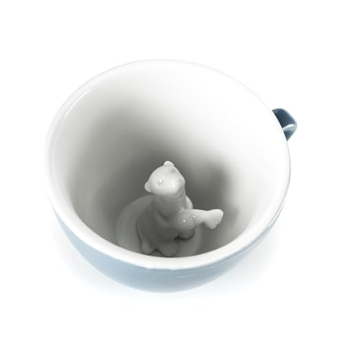 Creature Cups Sea Otter Ceramic Mug – 11 oz Gray Blue Coffee Cup with Hidden 3D Otter Inside – Unique Gift for Coffee, Tea & Ocean Lovers - Image 3