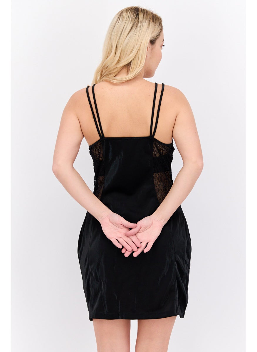 RIVER ISLAND Women Petite Lace Bodycon Mini Dress, Black  - Image 3