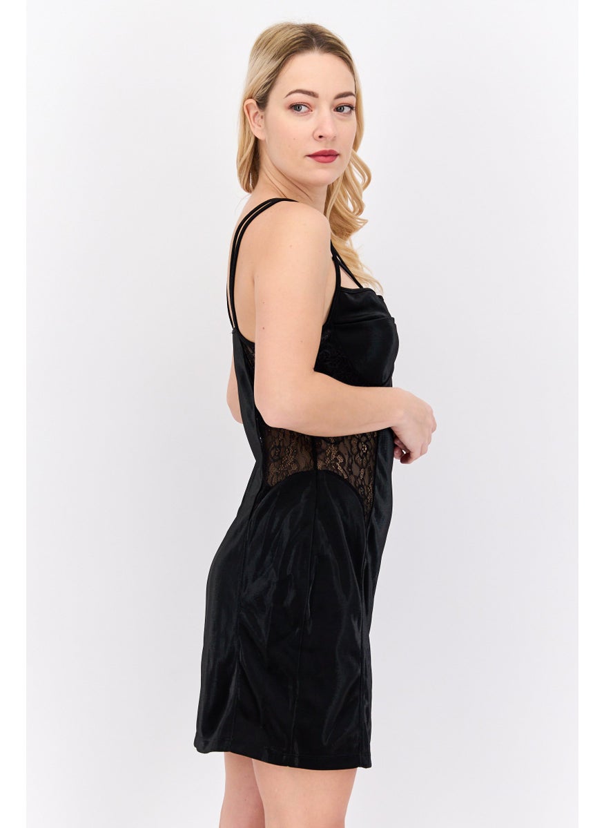 RIVER ISLAND Women Petite Lace Bodycon Mini Dress, Black  - Image 2