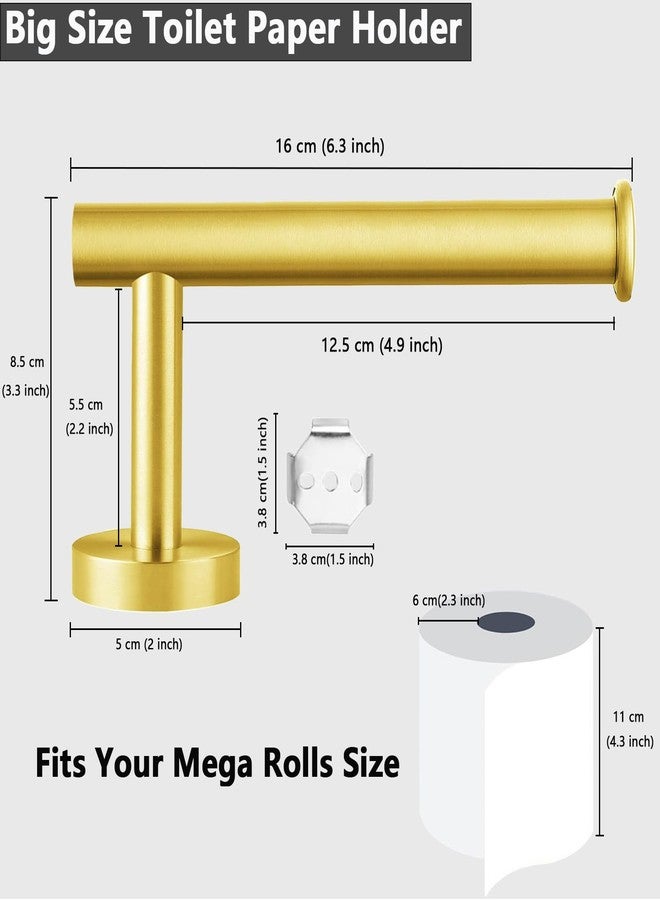 WOOPHEN Toilet Paper Holder Stainless Steel, Modern Round Tissue Roll Holders Wall Mount, Toilet Paper Roll Dispenser Bathroom 6 inch TP Holder for Bathroom, Kitchen, Washroom(Gold) - Image 2