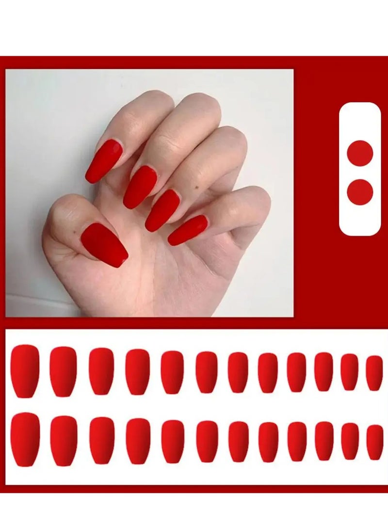 Generic Matt Fake Nail Short Full Cover - 24 Pcs - Image 1